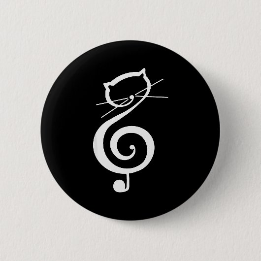 Cat Kitty Treble Music Clef Funny Cat Music Notes Button (Vorderseite)