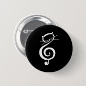 Cat Kitty Treble Music Clef Funny Cat Music Notes Button (Vorne & Hinten)