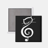 Cat Kitty Treble Music Clef Funny Cat Music Notes Magnet (Vorderseite/Rückseite)