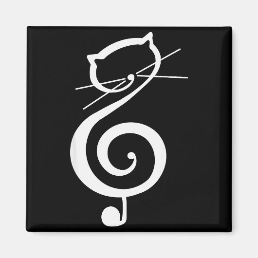 Cat Kitty Treble Music Clef Funny Cat Music Notes Magnet (Vorne)