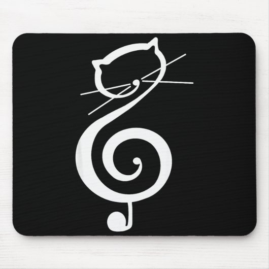 Cat Kitty Treble Music Clef Funny Cat Music Notes Mousepad (Vorne)