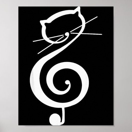 Cat Kitty Treble Music Clef Funny Cat Music Notes Poster (Vorne)