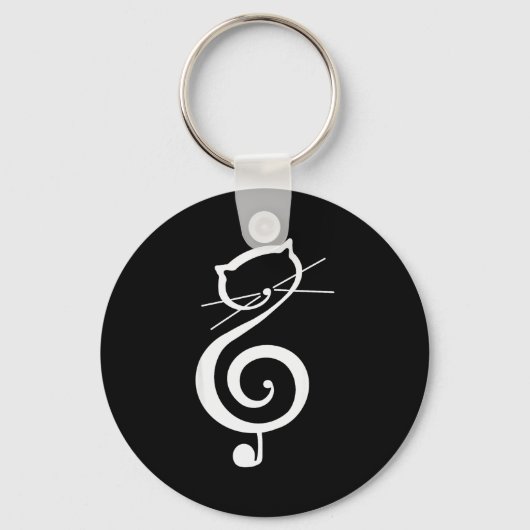Cat Kitty Treble Music Clef Funny Cat Music Notes Schlüsselanhänger (Vorderseite)
