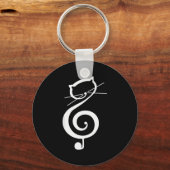 Cat Kitty Treble Music Clef Funny Cat Music Notes Schlüsselanhänger (Vorderseite)