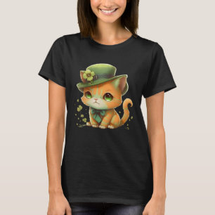 Cat Kleeblatt St Patrick s Day Leprechaun Hat Nied T-Shirt