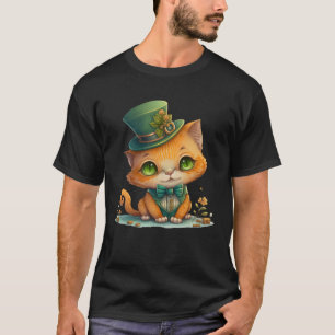 Cat Kleeblatt St Patrick s Day Leprechaun Hat Nied T-Shirt