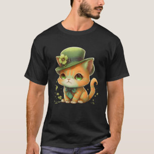 Cat Kleeblatt St Patrick s Day Leprechaun Hat Nied T-Shirt
