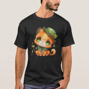 Cat Kleeblatt St Patrick s Day Leprechaun Hat Nied T-Shirt