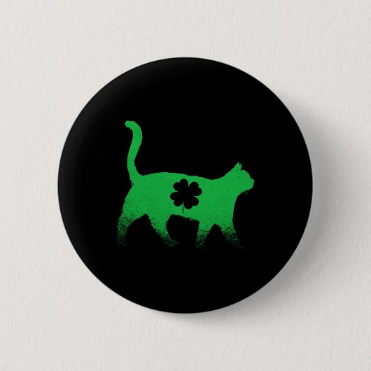 Cat Kleeblatt St. Patricks Day Button (Vorderseite)