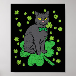 Cat Kleeblatt St Patricks Tag 4 Leaf Klee Männer F Poster
