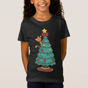 Cat Klettern Weihnachtsbaum - Niedlich Kitten Sant T-Shirt