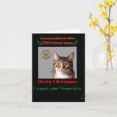 Cat klopft über den Weihnachtsbaum Karte (Gelbe Blume)