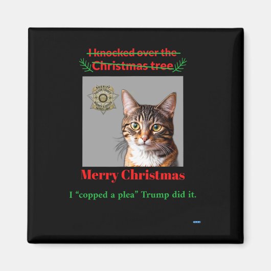 Cat klopft über den Weihnachtsbaum Magnet (Vorne)