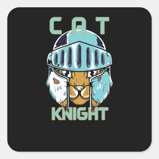 Cat Knight Quadratischer Aufkleber (Vorderseite)