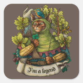 Cat Knight Vintag drucken Quadratischer Aufkleber