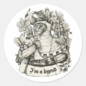 Cat Knight Vintag drucken Runder Aufkleber (Vorderseite)