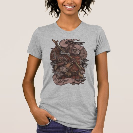 Cat Knight Vintag drucken T-Shirt (Vorderseite)