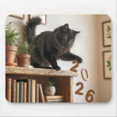 Cat Knocking Off 2026 Year from Bookcase Mousepad (Vorne)