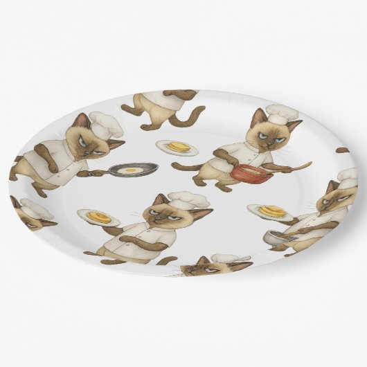 Cat Koch kocht Frühstück Pappteller (Schrägansicht)