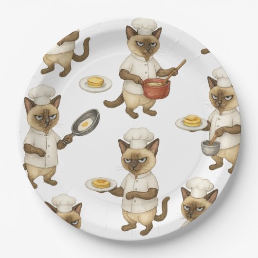 Cat Koch kocht Frühstück Pappteller (Vorderseite)