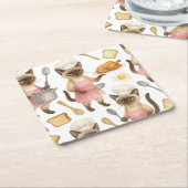 Cat Koch kocht Frühstück Rechteckiger Pappuntersetzer (angewinkelt)