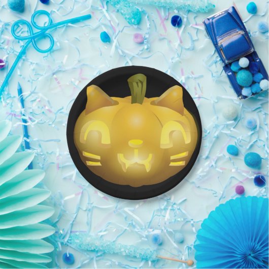 Cat-Kürbislaterne Pappteller (Party)