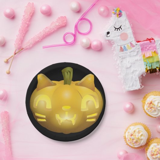 Cat-Kürbislaterne Pappteller (Party)