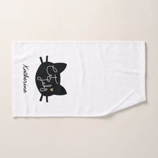 Cat Lady Badhandtuch Set (Handtuch)