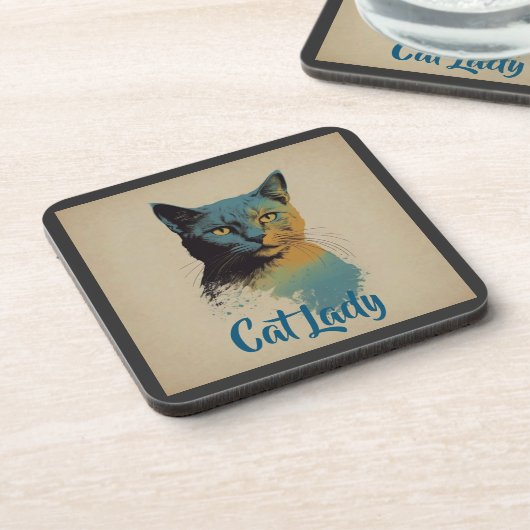 Cat Lady Beverage Coaster Getränkeuntersetzer (Linke Seite)