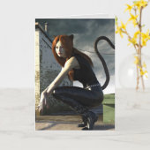CAT LADY BIRTHDAY CARD KARTE (Gelbe Blume)