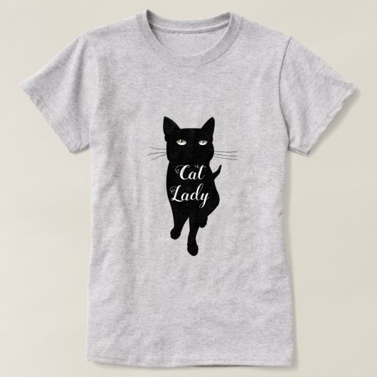 Cat Lady Black Kitty Gothic Cat T-Shirt (Design vorne)