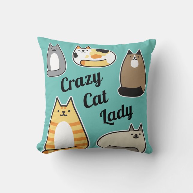 Cat Lady Cat Muster Kissen (Vorderseite)