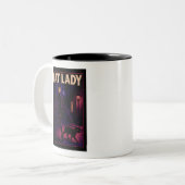 Cat Lady -Cats Art Lover- City Night Comic Graphic Zweifarbige Tasse (Vorderseite Links)
