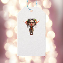 Cat Lady Christmas Elf White Gift Tags Geschenkanhänger