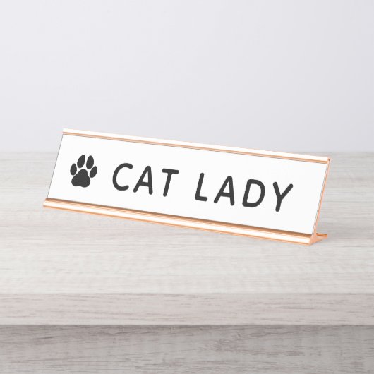 Cat Lady Desk Name Plakat Schreibtischnamensplakette (Vorderseite )