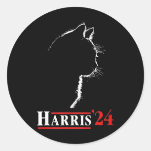 Cat Lady for Kamala Harris President Biden 24 Runder Aufkleber