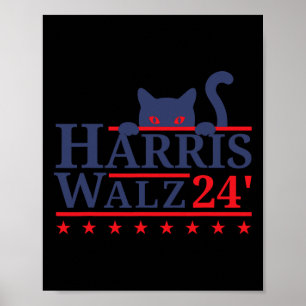 Cat Lady for Kamala Harris Tim Wazheimer 2024 Poster
