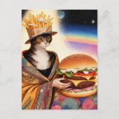 Cat Lady French Fries Hat and a Cheeseburger Postkarte (Vorderseite)