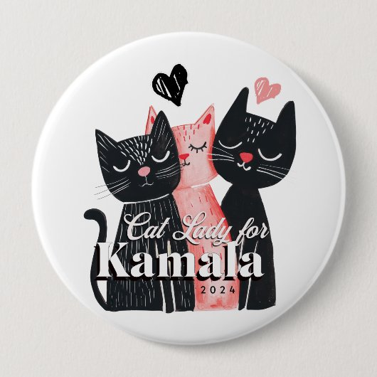 Cat Lady für Kamala Harris 2024 Button (Vorderseite)