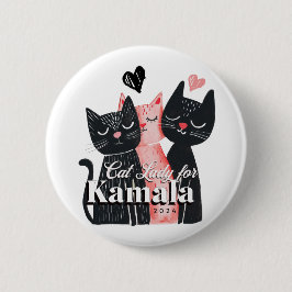 Cat Lady für Kamala Harris 2024 Button