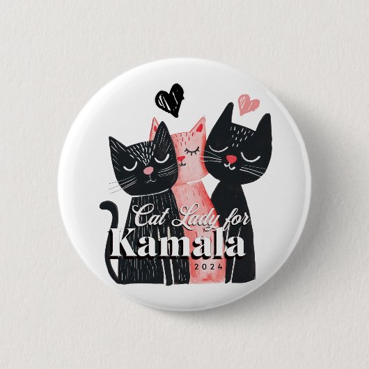 Cat Lady für Kamala Harris 2024 Button (Vorderseite)