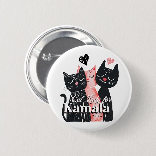 Cat Lady für Kamala Harris 2024 Button (Vorne & Hinten)