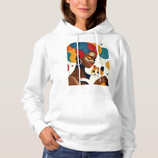 Cat Lady Graphic Illustration Hoodie (Vorderseite)