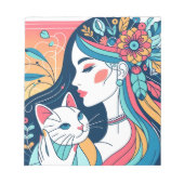 Cat Lady Graphic Illustration Notizblock (Vorderseite)