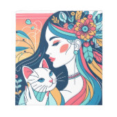 Cat Lady Graphic Illustration Notizblock (Vorderseite)