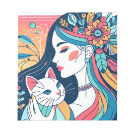 Cat Lady Graphic Illustration Notizblock
