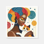 Cat Lady Graphic Illustration Serviette (Vorderseite)