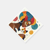 Cat Lady Graphic Illustration Serviette (Ecke)