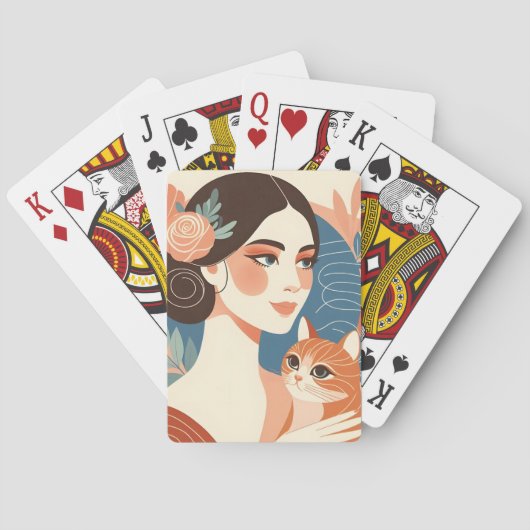 Cat Lady Graphic Illustration Spielkarten (Rückseite)