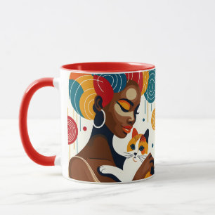 Cat Lady Graphic Illustration Tasse